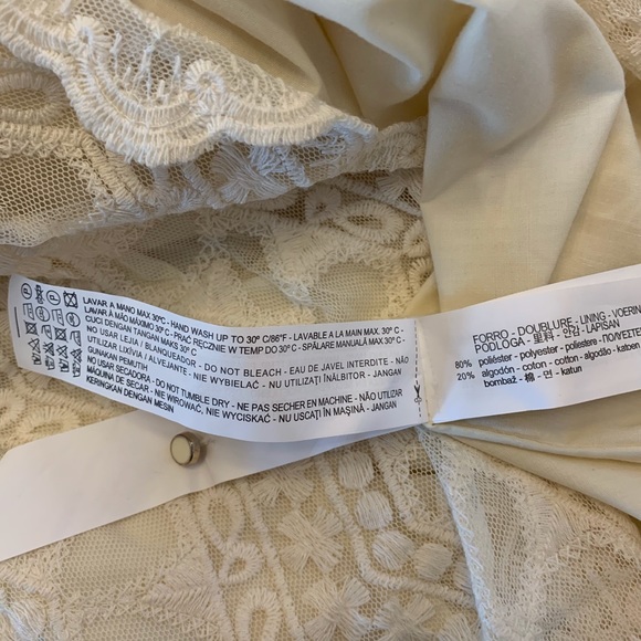 Zara Beige Cream Lace Short Sleeve Dress Small - Picture 8 of 8